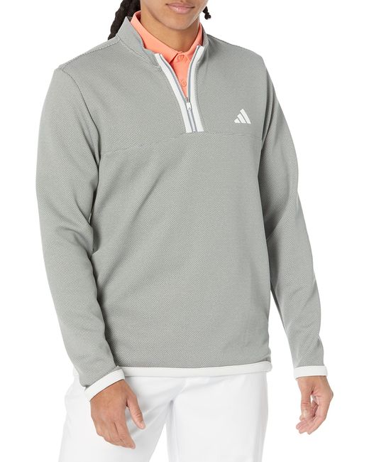 Adidas Gray Microdot Quarter Zip Pullover for men
