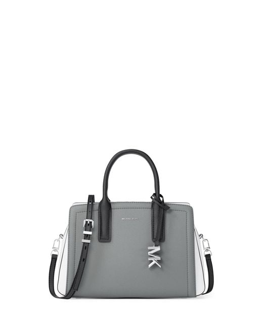 MICHAEL Michael Kors Gray Mk Laila Small Color-Block Leather Satchel