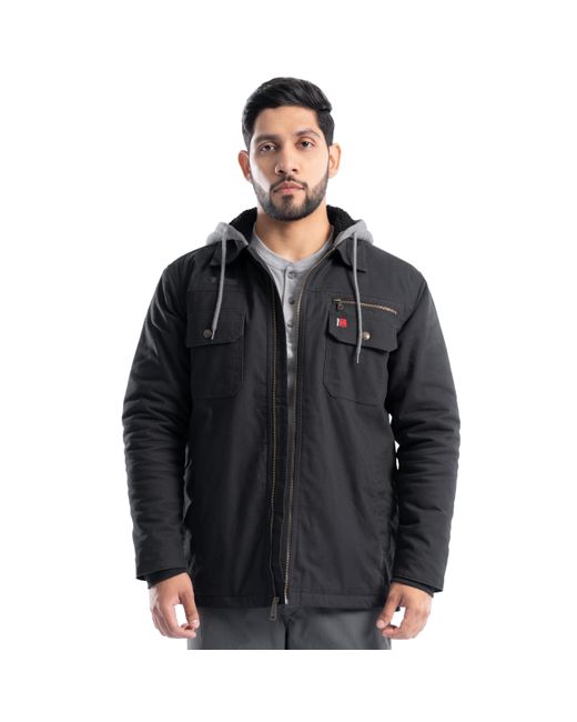 Wrangler Black Quilted Lined Jacket With Sherpa Hood for men