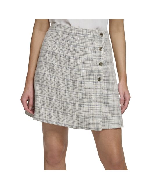 Tommy Hilfiger Gray Plaid Wrap Mini Skirt