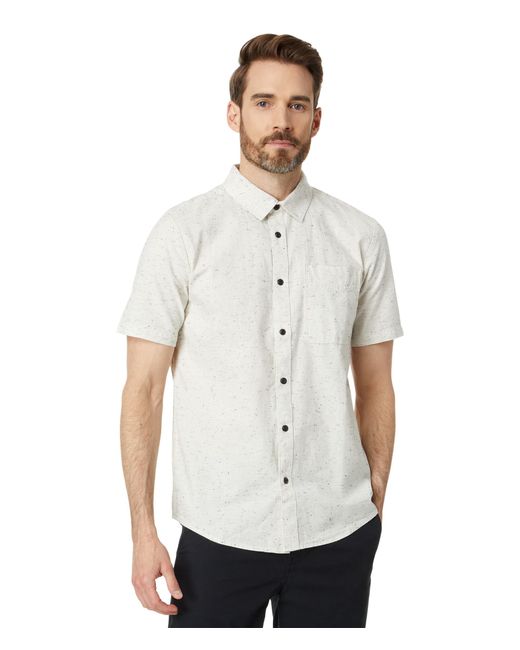 Volcom White Date Knight Short Sleeve Classic Fit Button Down Shirt for men