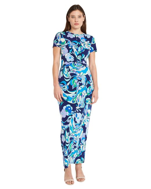 Donna Morgan Blue Twist Detail Maxi Cocktail & Wedding Guest | Casual Dresses For