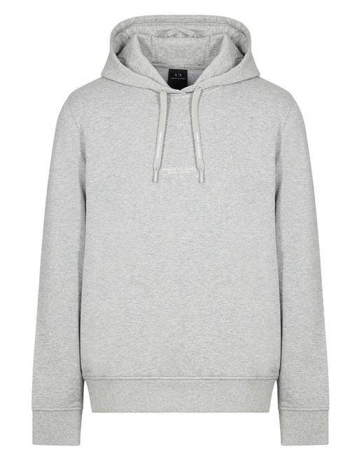 Emporio Armani Gray A|x Armani Exchange Mens A|x Armani Exchange Pull-over Hooded With Front Back Logo Sweatshirt for men