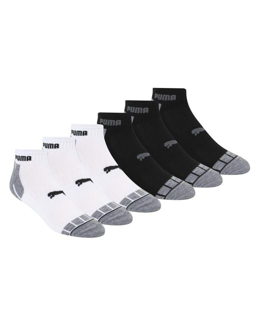 PUMA Synthetic Mens 6 Pack Extended Size Quarter Crew Socks in  White/Black/Grey (White) for Men - Save 6% - Lyst