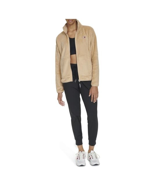 Tommy Hilfiger Black Performance Sport Sherpa Stand Collar Jacket,caramel,x-large