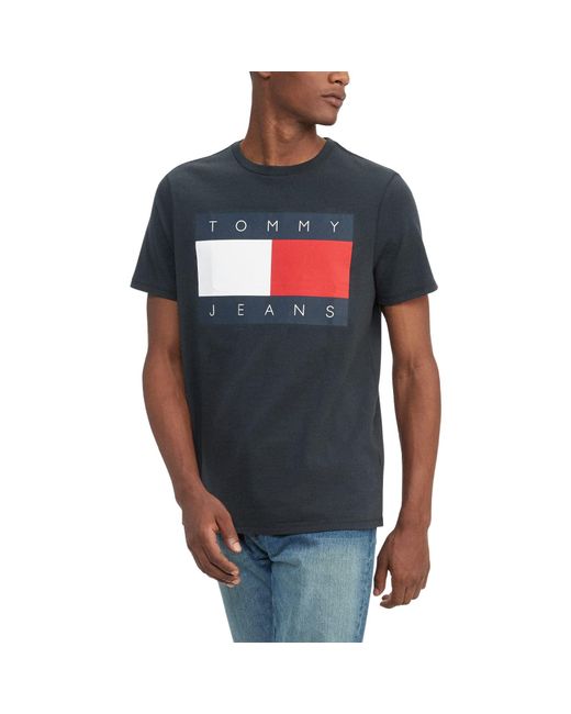 Tommy Hilfiger Blue Men's Tommy Jeans Short Sleeve Logo T Shirt for men
