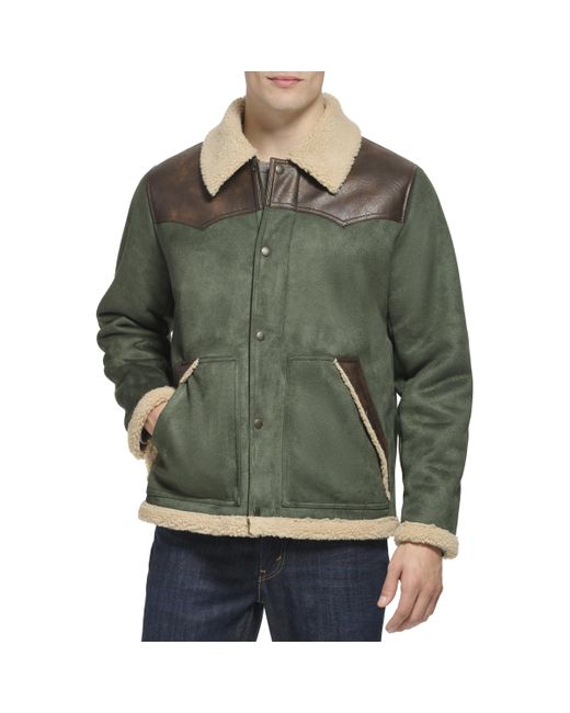 Levi's Green Mixed Media Faux Shearling Jacket for men