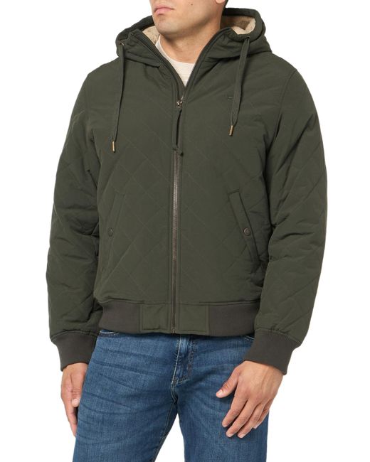 Levi's Green Diamond Quilted Hoody Bomber With Sherpa Lining for men