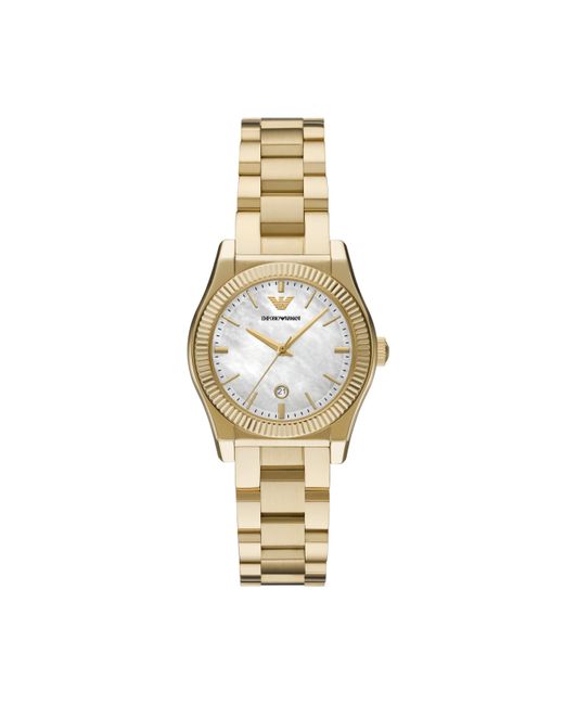 Emporio Armani Federica Three-Hand Date Blue Dial Silver Steel Strap Watch For Women - AR11593