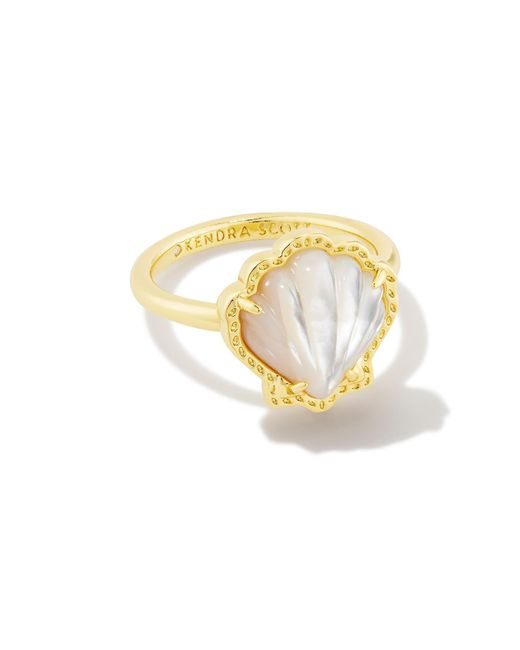 Kendra Scott Metallic , S, Brynne Shell Band Ring, Gold Ivory Mother Of Pearl, 9