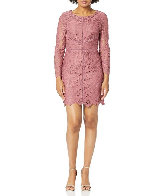 Cupcakes And Cashmere Pink Makenna Fitted Lace Dress