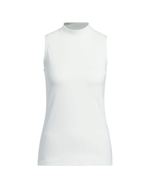 Adidas White Standard Ultimate365 Sleeveless Mock Neck Polo Shirt