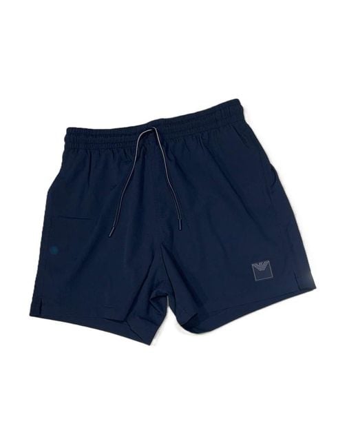 Emporio Armani Blue Standard Seersucker 4" Swim Trunk for men