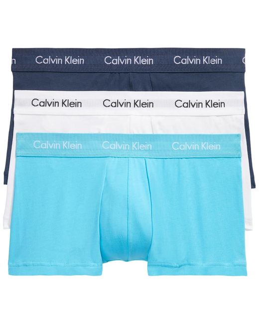 Calvin Klein Blue Cotton Stretch 3-pack Low Rise Trunk for men
