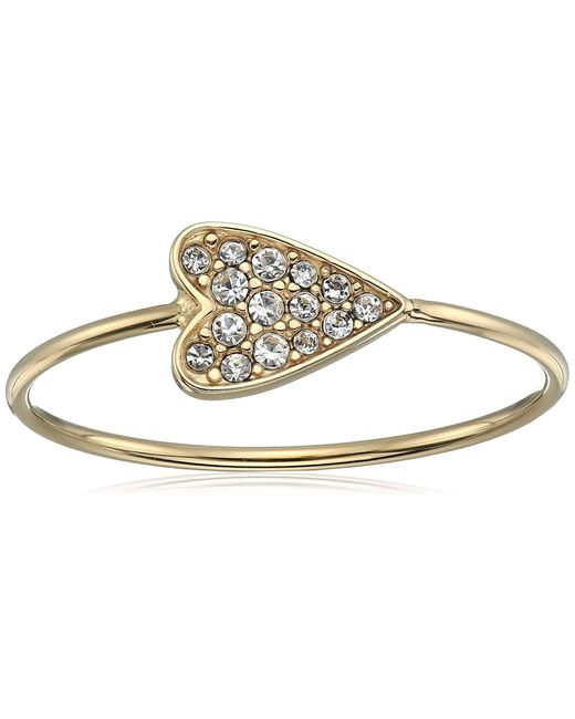 Fossil Heart Goldtone Stainless Steel Ring in Metallic Lyst