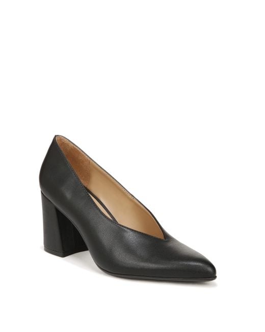 Naturalizer S Paden Chunky Heel Pointed Toe Pumps Black Smooth 7 M