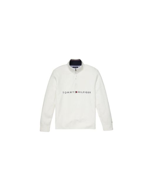 Tommy Hilfiger White Adaptive Quarter Zip Sweatshirt With Extended Zipper Pull for men