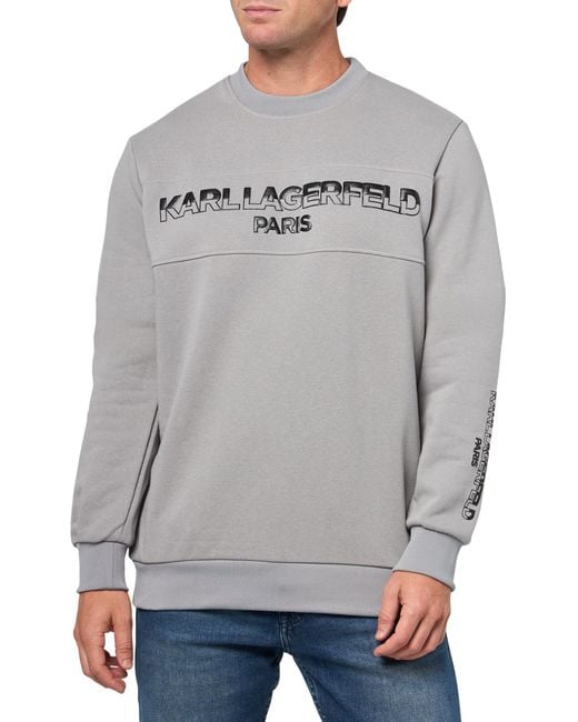 Karl Lagerfeld Gray Paris Long Sleeve Pullover Relaxed Fit Sweatshirt for men