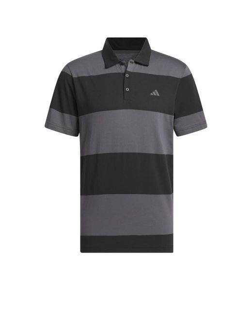 Adidas Black Colorblock Rugby Stripe Polo Shirt for men