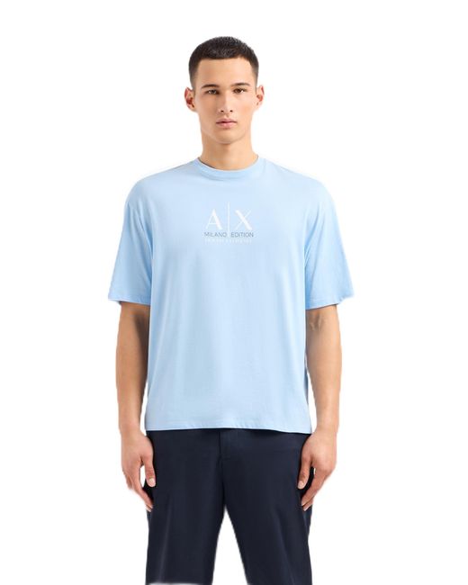 Emporio Armani Blue A | X Armani Exchange Limited Milano Edition Comfort Fit Logo Tee for men
