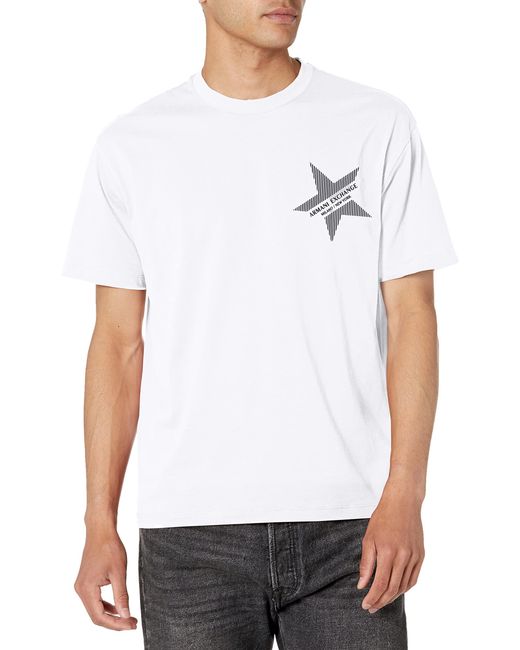 Emporio Armani White A | X Armani Exchange Small Star Logo Tee for men