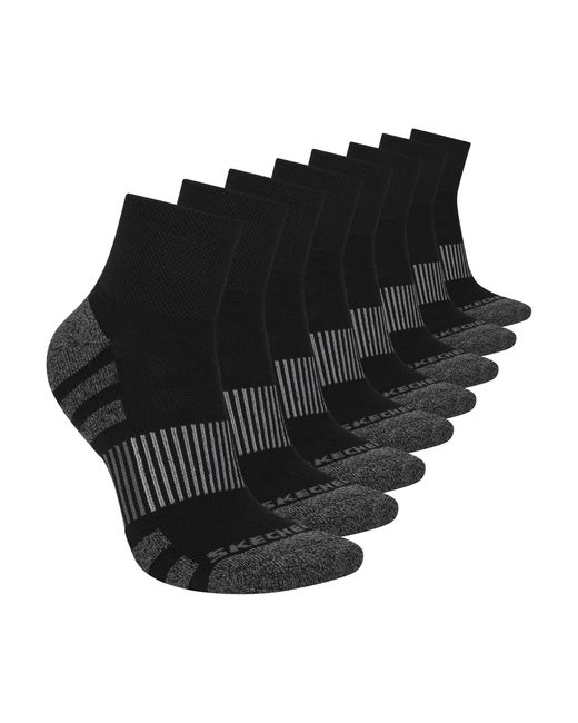 Skechers Black 8-pack Work Collection High Quarter Crew Socks