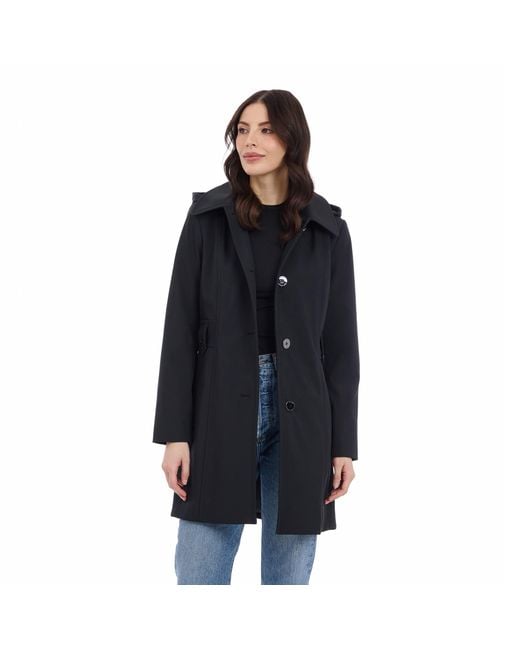 Michael Kors Black Single Breasted Raincoat With Detachable Hood