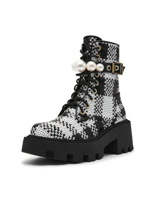 Betsey Johnson Black Jonnie Combat Boot