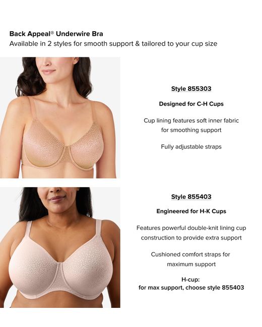 Wacoal Multicolor Plus Size Back Appeal Unlined Full Coverage Underwire Bra