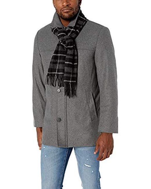 Dockers Weston Wool Blend Car Coat With Scarf in Gray for Men Save 62 Lyst