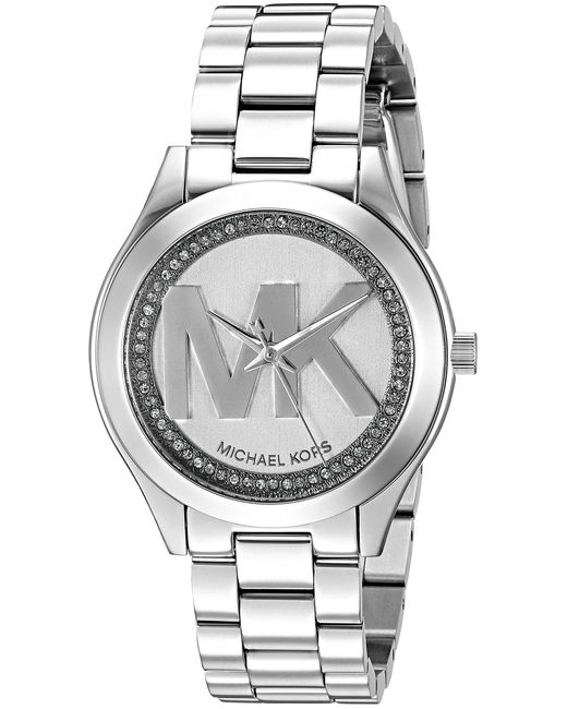 Michael Kors Mini Slim Runway Logo Silver-tone Watch Mk3548 in Metallic ...