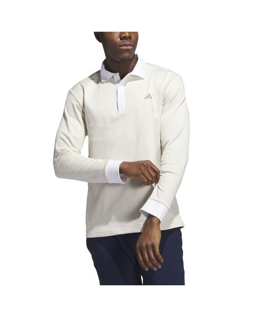 Adidas White Essentials Long Sleeve Polo Shirt for men