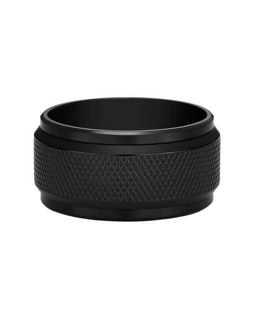 Fossil Knox Spinner Black Stainless Steel Band Ring for men