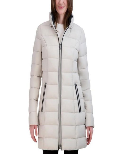 Laundry by Shelli Segal Gray Mechanical Stretch Puffer Jacket