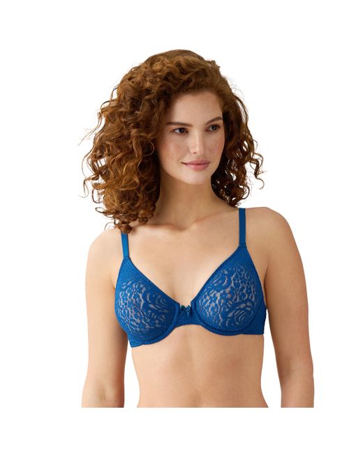 Wacoal Blue Halo Lace Unlined Mid Coverage Underwire Bra
