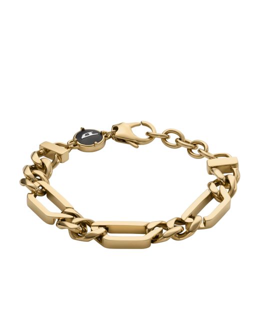 DIESEL Metallic Gold-tone Stainless Steel Chain Bracelet for men