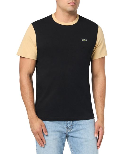 Lacoste Black Regular Fit Short Sleeve Color Blocked Crew Neck Teeshirt for men