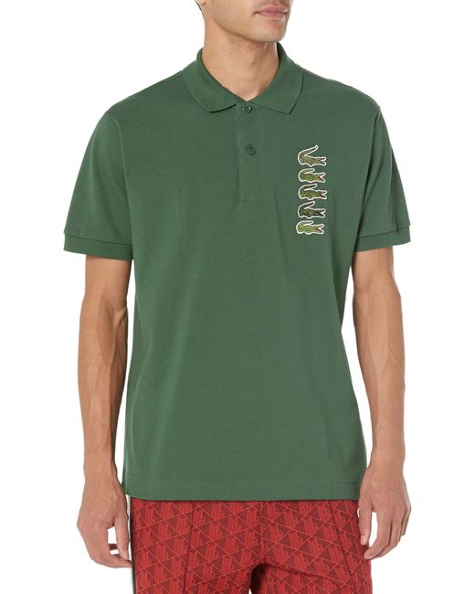 Lacoste Green Short Sleeve Stacked Timeline Croc Polo Shirt for men
