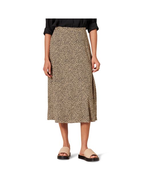 Amazon Essentials Brown Georgette Midi Length Skirt