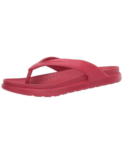 Hush Puppies Bouncers Toepost Sandal in Red for Men | Lyst