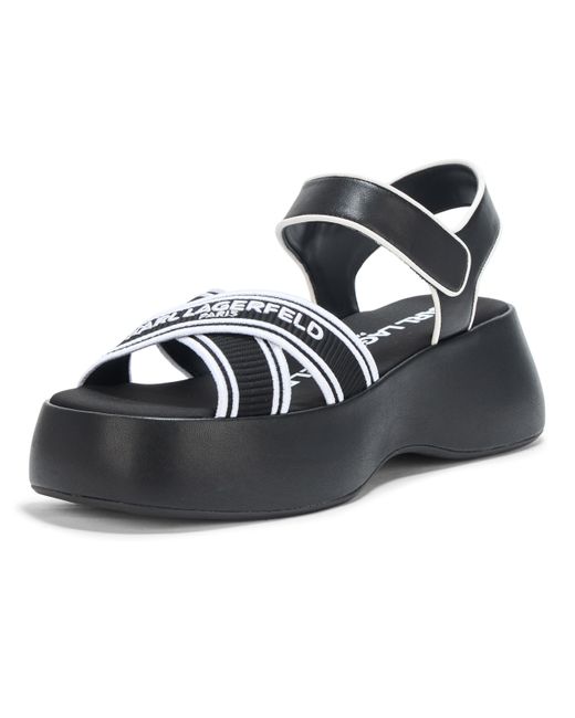 Karl Lagerfeld Blue Paris Meddi Strappy Platform Sandal With Logo Heeled