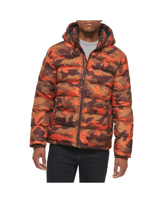 Tommy Hilfiger Orange Hooded Puffer Jacket for men