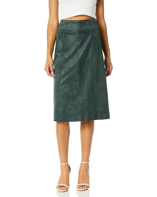 BCBGMAXAZRIA Green Faux Suede A-line Skirt