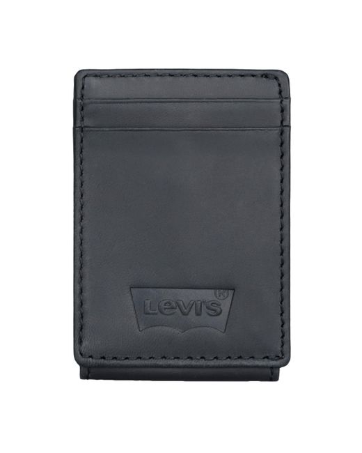Levi's Black Rfid Embossed Logo Magnetic Front Pocket Wallet for men