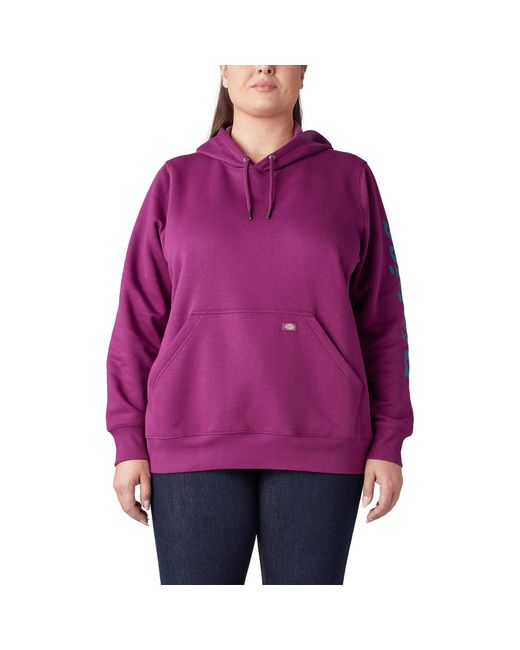 Dickies Purple Size Plus Heavyweight Logo Sleeve Pullover