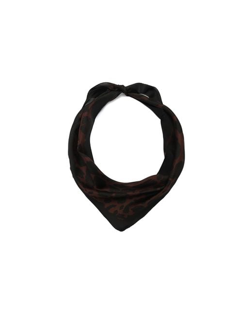 COACH Black Leopard Printed Silk Elongated Triangle