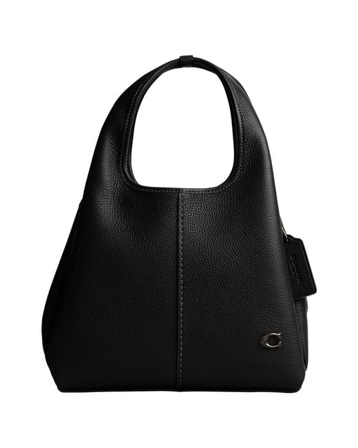 COACH Polished Pebble Leather Lana Shoulder Bag 23 Black One Size