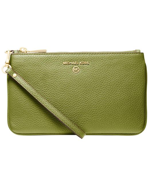 Michael Kors Green Jet Set Charm Medium Top-zip Wristlet