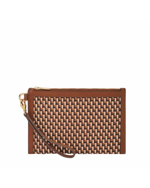 Fossil Brown Gift Faux Leather Wristlet