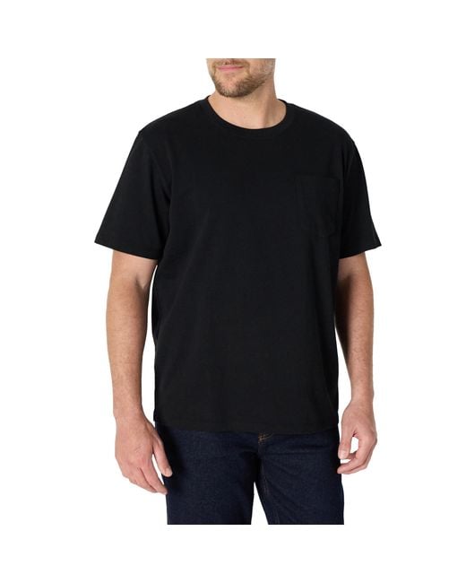 Amazon Essentials T-Shirt aus Schwerer Baumwolle mit Tasche in lockerer Passform in Black für Herren